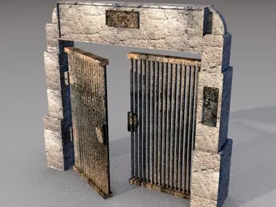 cemetery gate old door Low-poly 3D model