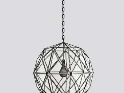 Chandelier Glass Metal Cage Pendant 3D model