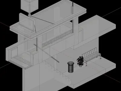Underground platform building 3D model