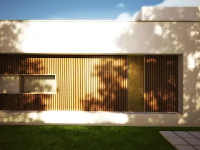 3D Model  Modern Single-Story House Low-poly 3D model