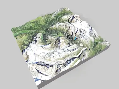 Mountain landscape and city Guttannen Switzerland 3D model