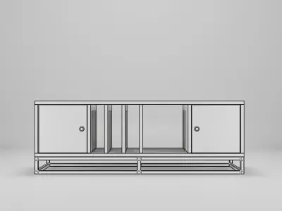 Scandinavian Wood Cabinet Low-poly 3D model