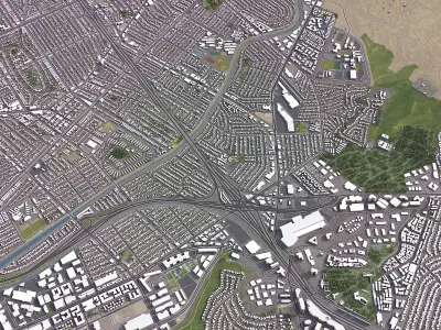 Culver City - 3D City Model Low-poly 3D model