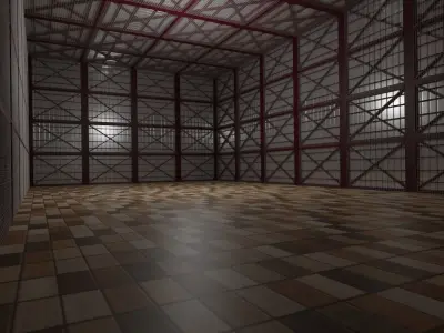 Hangar Interior Low-poly 3D model