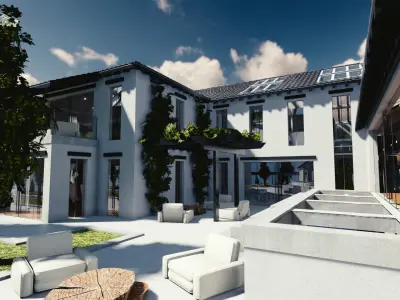 Blender Eevee Modern Mansion Low-poly 3D model