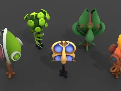 Biomechanical World - Trees Low-poly 3D model