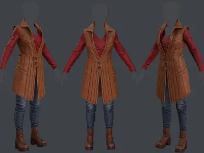Female 1 - clothing 6 - just clothing Low-poly 3D model