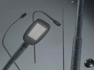 Street Light 2 Galvanized F1 M3 K0 10000mm Low-poly 3D model