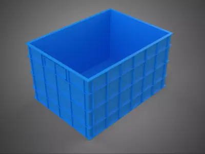 WATER FISH BLUE PLASTIC BOX CRATE CONTAINER STORAGE RACK TANK 3D model
