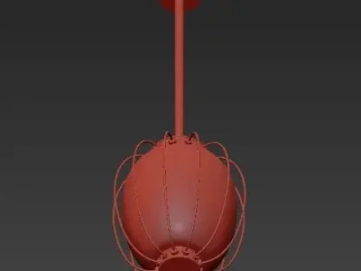 Wide Aged Brass Pendant Light 3D model