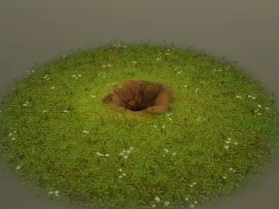 Cartoon Rabbit Hole in The Ground 3D Model Low-poly 3D model