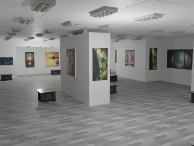 EXHIBITION HALL - art gallery  Low-poly 3D model