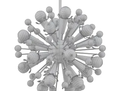 IMPULSE modern chandelier with gold and crystals 3D model