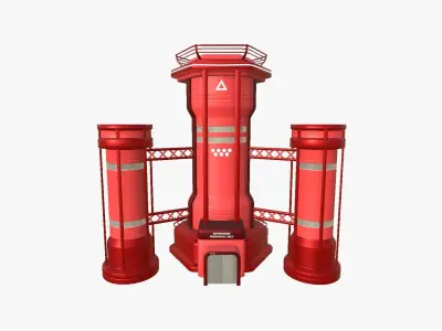 SciFi Facility A05 Red - Sci Fi Exterior Design Low-poly 3D model
