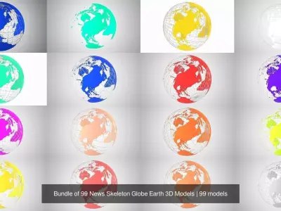 Bundle of 99 News Skeleton Globe Earth 3D Models 3D Model Pack