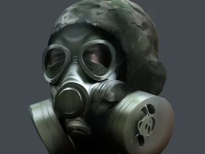 Gas mask helmet 3d model military combat Low-poly Low-poly 3D model