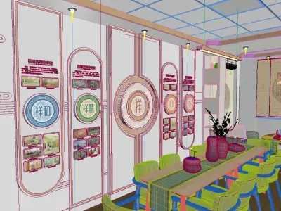 Complete scene of lounge Party member activity room 3D model