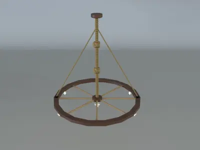 Wooden Chandelier 3D model buy