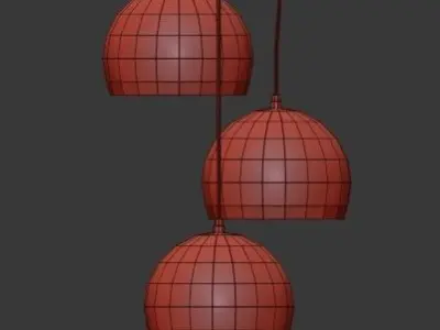Untitled three gold pendant lights 3D model