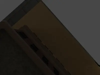 City Corner Building Facade with Sidewalk and Streetlight 3D model