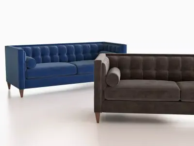 Jodi velvet sofa with wooden legs 3D model