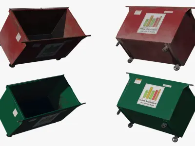 American Alley Dumpster Set Low-poly 3D model