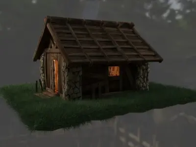 Medieval House Low-poly 3D model 29
