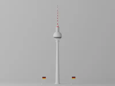 Cartoon Berlin TV Tower Berliner Fernsehturm 3D model
