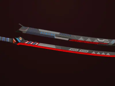 Sci-Fi Sword 02 All PBR Unity UE Textures Included Low-poly 3D model