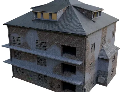 Urban City building 03 Low poly two versions Low-poly 3D model