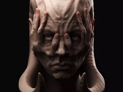creature head sculpture 3D print model