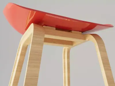 Chaise haute en Bois Free 3D model