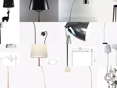Collection different floor lamps for your projects 15 models 3D Model Pack