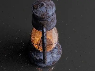 Old lantern Low-poly 3D model