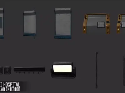 Sci-fi hospital - modular interior Low-poly 3D model