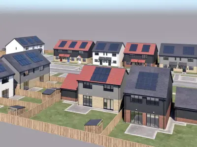 Typical  peaceful UK modern suburb neighbourhood 3D model