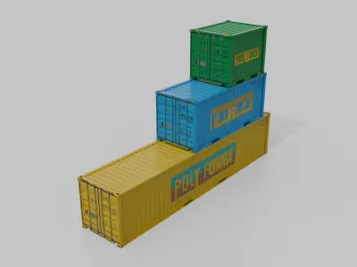  Shipping Containers Bundle - Customizable with Interior and Exterior 