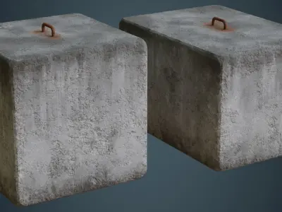 Concrete Barrier 4B Low-poly 3D model