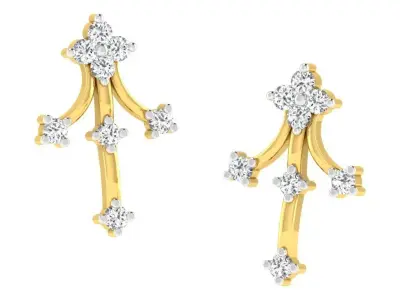 Gold Diamond Women Earring 3D print Model 3D print model 154