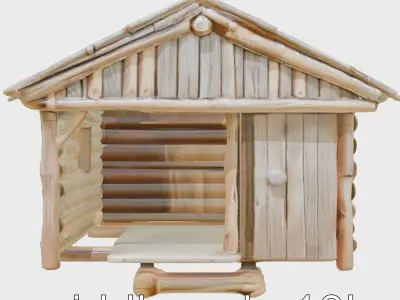 Weathered Timber Haven Wooden Cabin Model Low-poly 3D model