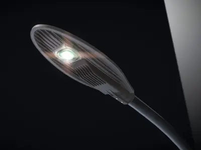 Sci-Fi Street Light 14 version 14 10m with pole 4 Low-poly 3D model