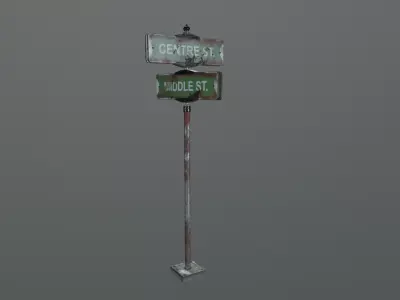 Post Apocalyptic Sign Low-poly 3D model