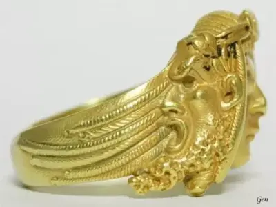 Dual Deity Gold Ring  Egyptian Greek Mythology Fusion  3D print model