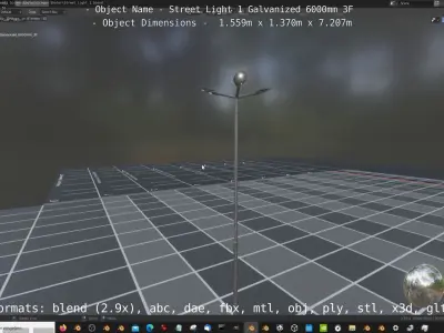 Street Light 1 Galvanized 6000mm 3F Low-poly 3D model