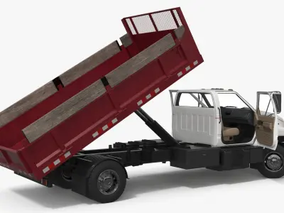  Chevrolet Kodiak C6500 Stake Bed Truck White-Red Rigged for Maya 