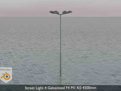 Street Light 4 Galvanized F4 M1 K0 4500mm Low-poly 3D model