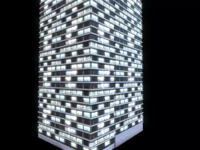 Skyscraper at Night - LowPoly Low-poly 3D model get