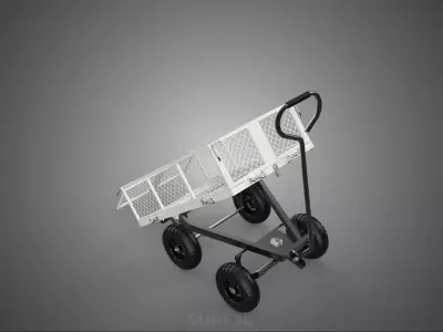 WHITE TIPPING STEEL GRID METAL MESH CART UTILITY WAGON TROLLEY 4 3D model