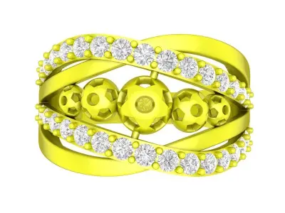 Luxury Openwork Bead Diamond Ring for Men 7074 3D print model