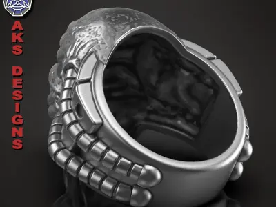  skull Ring jewelry Alien v1 3D print model